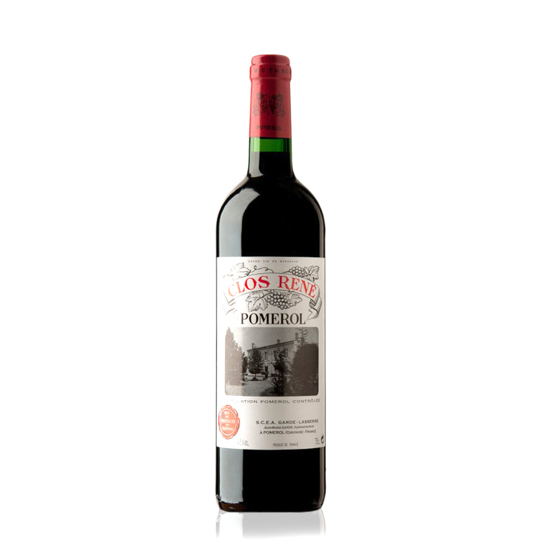 A bottle of Clos Rene Pomerol red wine
