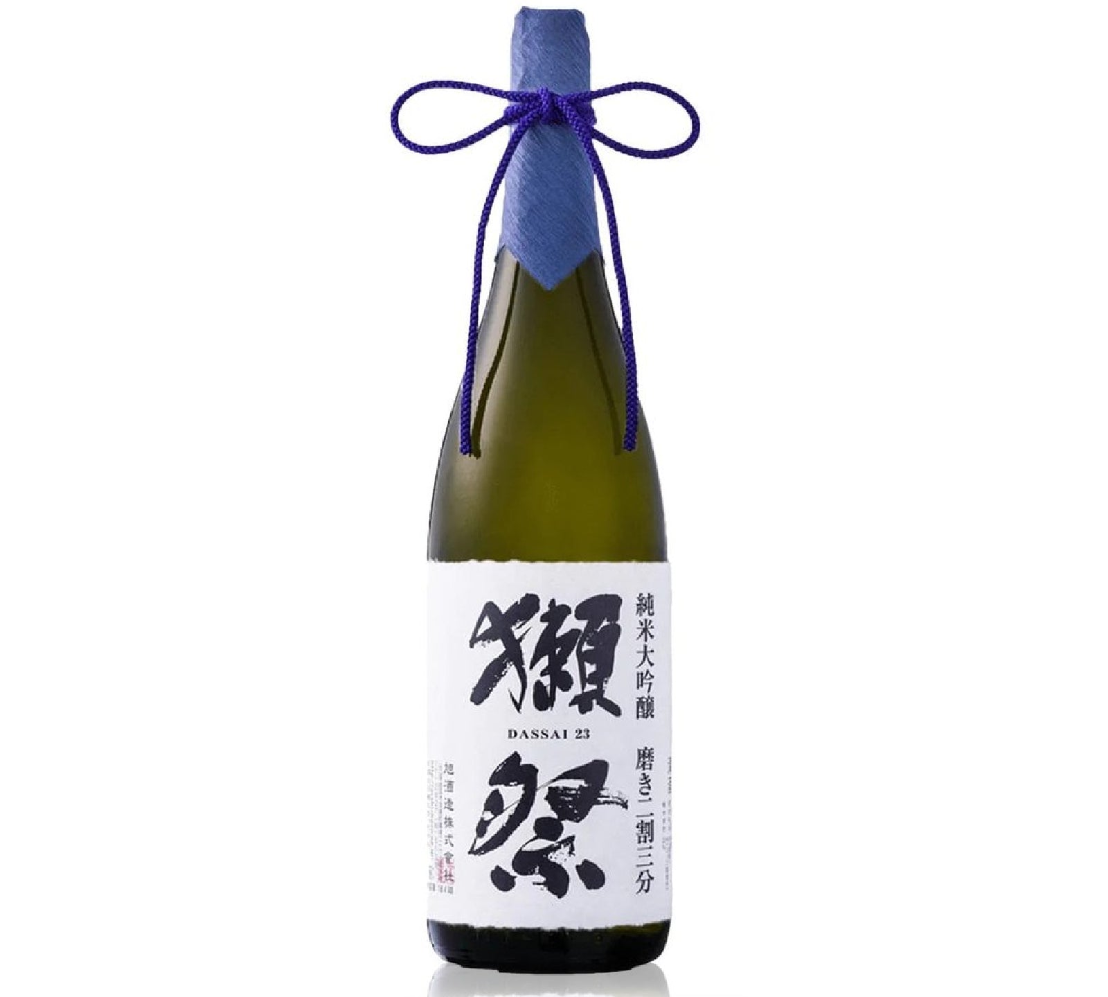 Bottle of Dassai JD Niwarisanbu 23 Sake 1800ml, a premium Junmai Daiginjo sake from Japan, crafted with Yamada-Nishiki rice polished down to 23% of its original size.