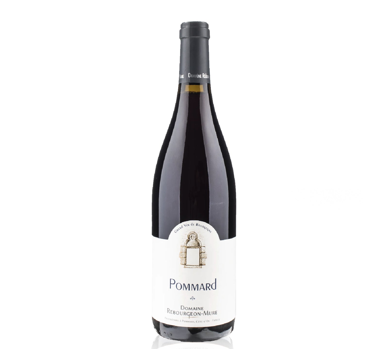 Bottle of Domaine Rebourgeon-Mure Pommard red wine