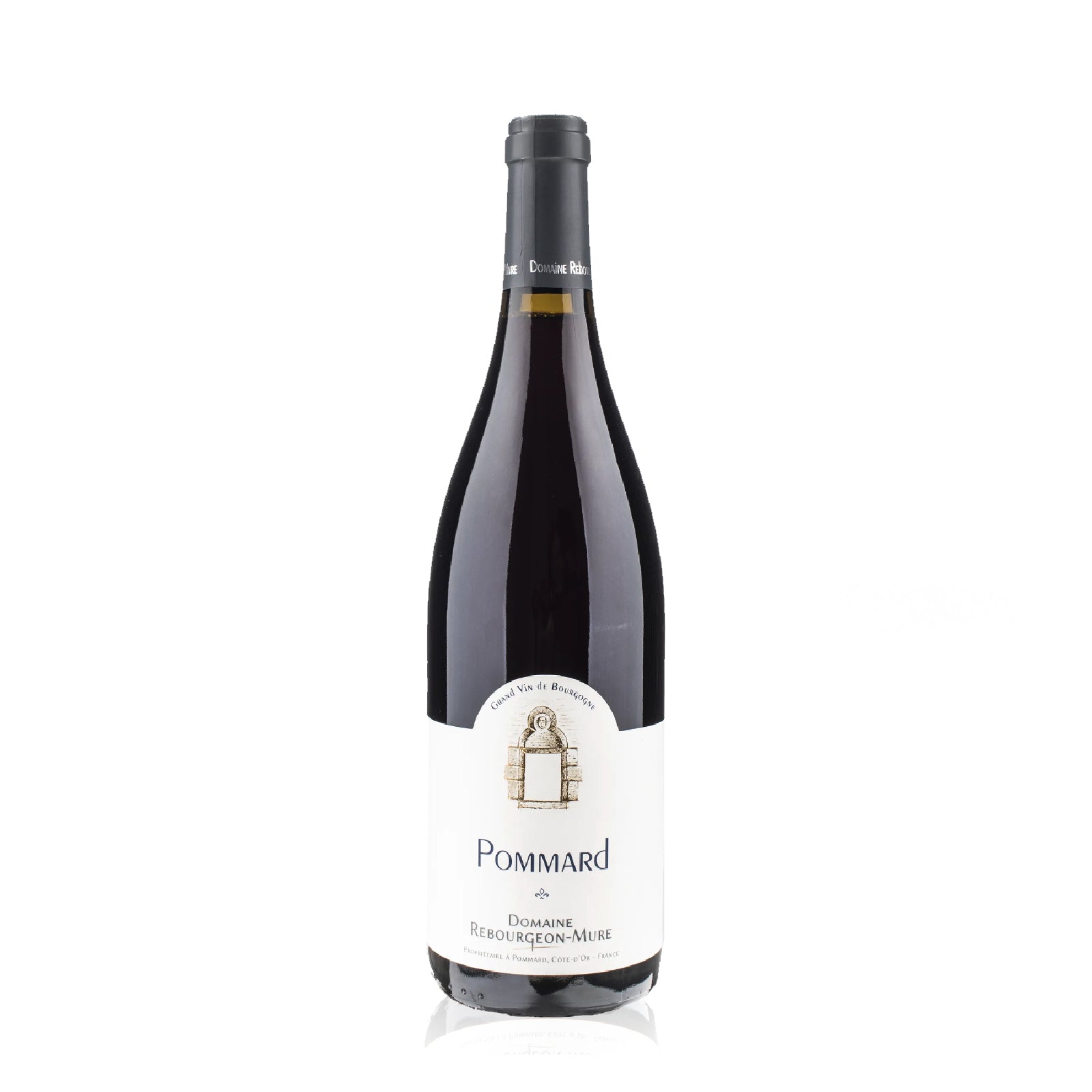 Bottle of Domaine Rebourgeon-Mure Pommard red wine