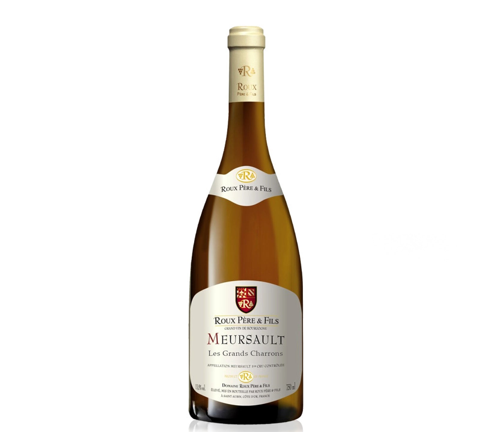 A bottle of Domaine Roux Pere & Fils Meursault Les Grands Charrons white wine 