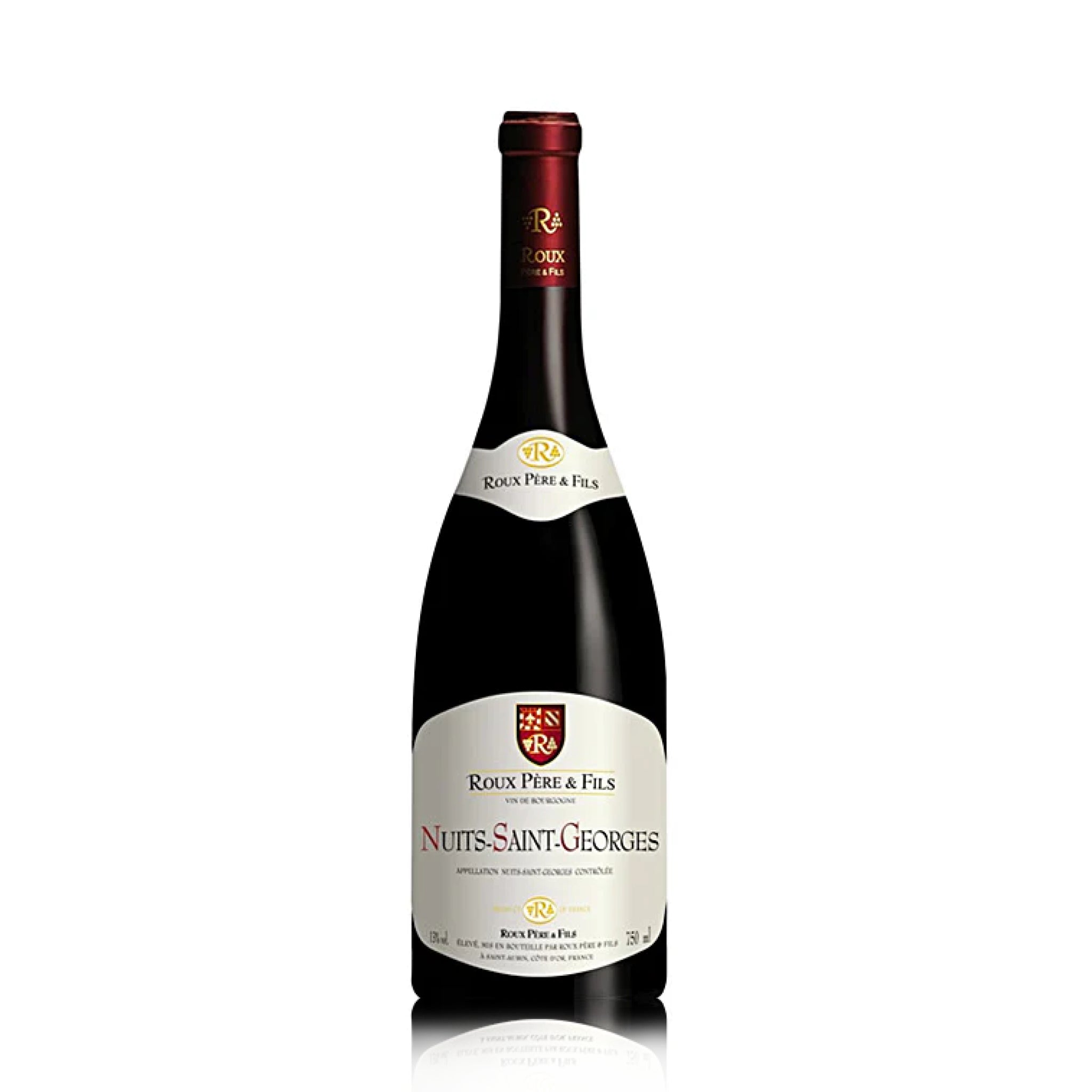 A bottle of Domaine Roux Nuits-St-George red wine