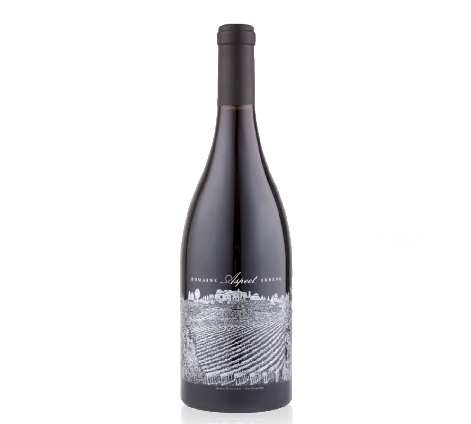 A bottle of Domaine Serene Aspect Pinot Noir red wine.