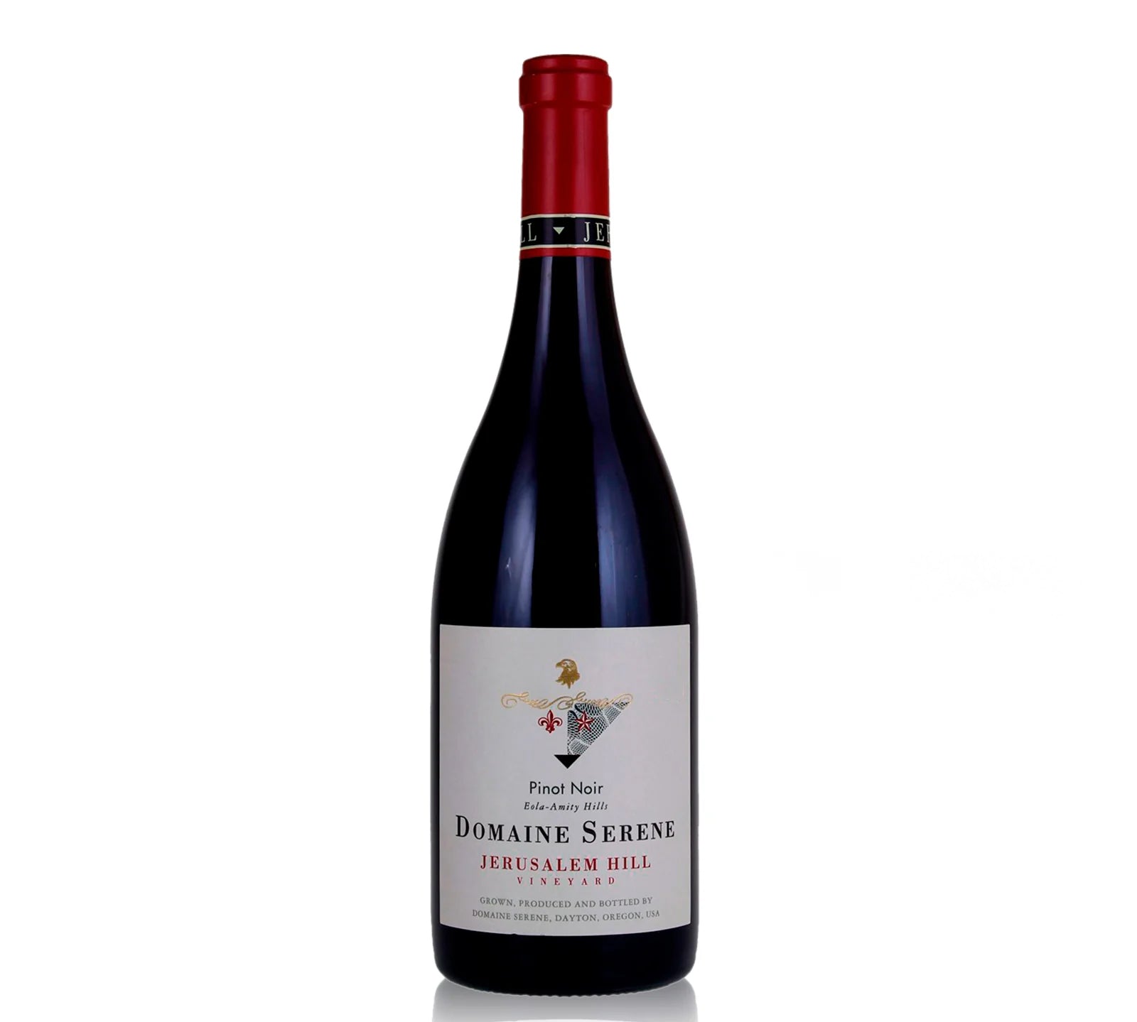 A bottle of Domaine Serene Jerusalem Hill Pinot Noir red wine.