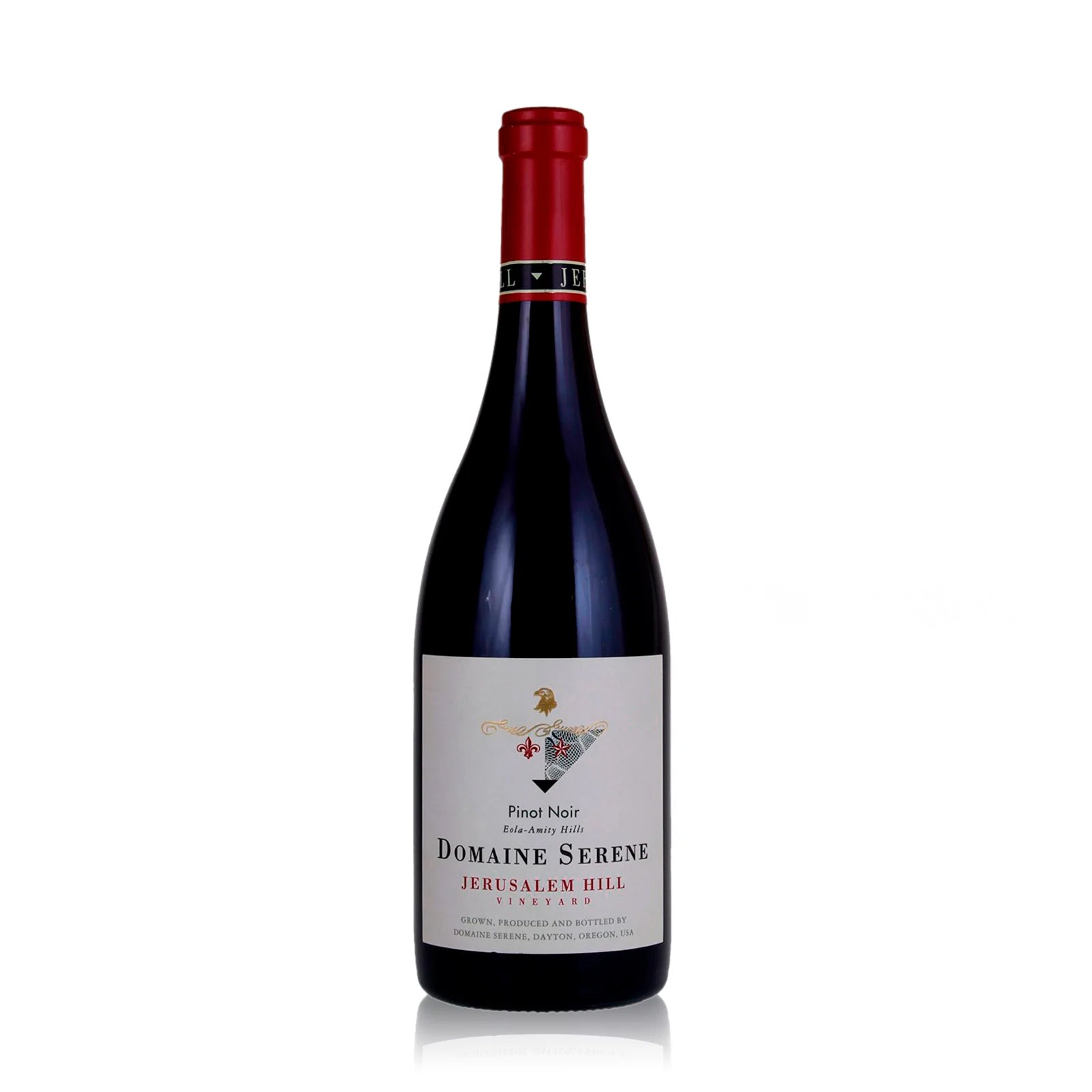 A bottle of Domaine Serene Jerusalem Hill Pinot Noir red wine.