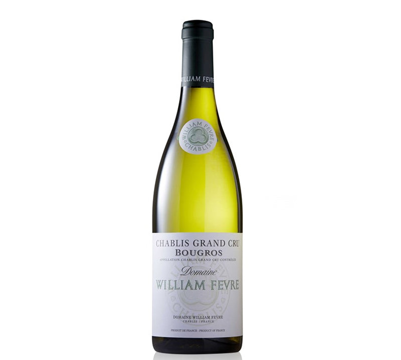 Domaine William Fevre Chablis Bougros Grand Cru 750ml bottle, a prestigious white Burgundy showcasing rich minerality and complexity from the Grand Cru vineyard.