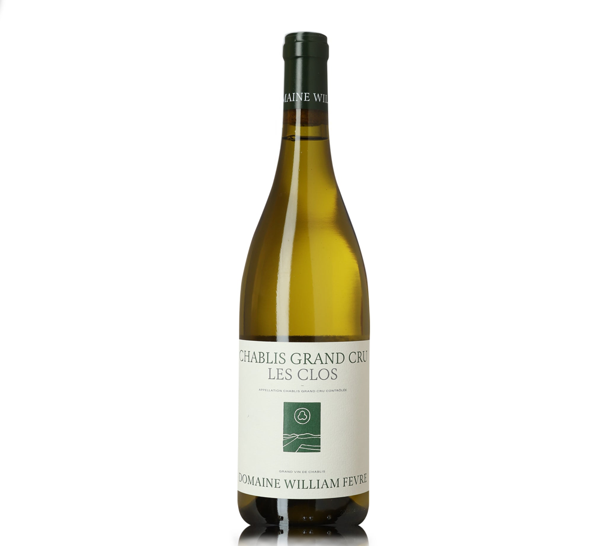 A bottle of Dolmaine William Fevre Chablis Grand Cru Les Clos white wine