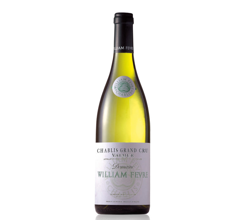 Domaine William Fevre Chablis Valmur Grand Cru, 750ml bottle featuring powerful minerality, rich texture, and exceptional depth from the Valmur Grand Cru vineyard in Chablis.