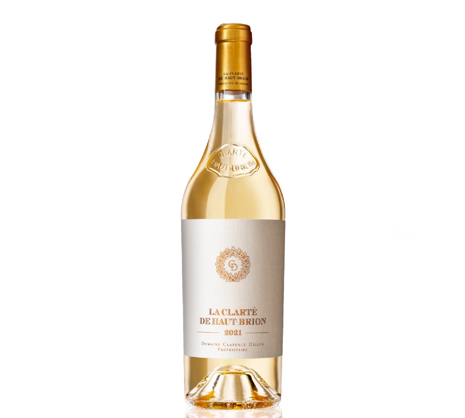 A bottle of La Clarte de Haut Brion 2021 white wine