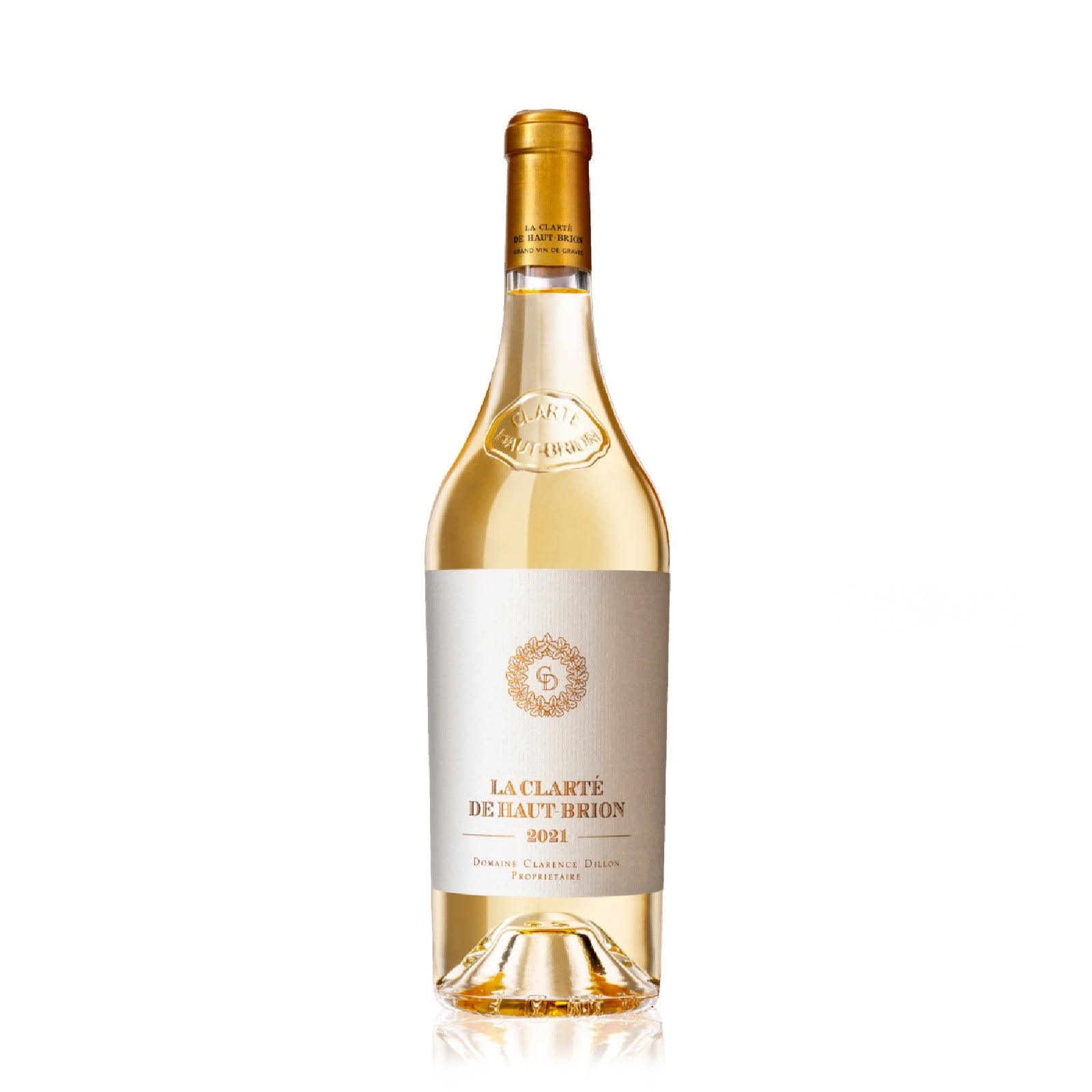 A bottle of La Clarte de Haut Brion 2021 white wine