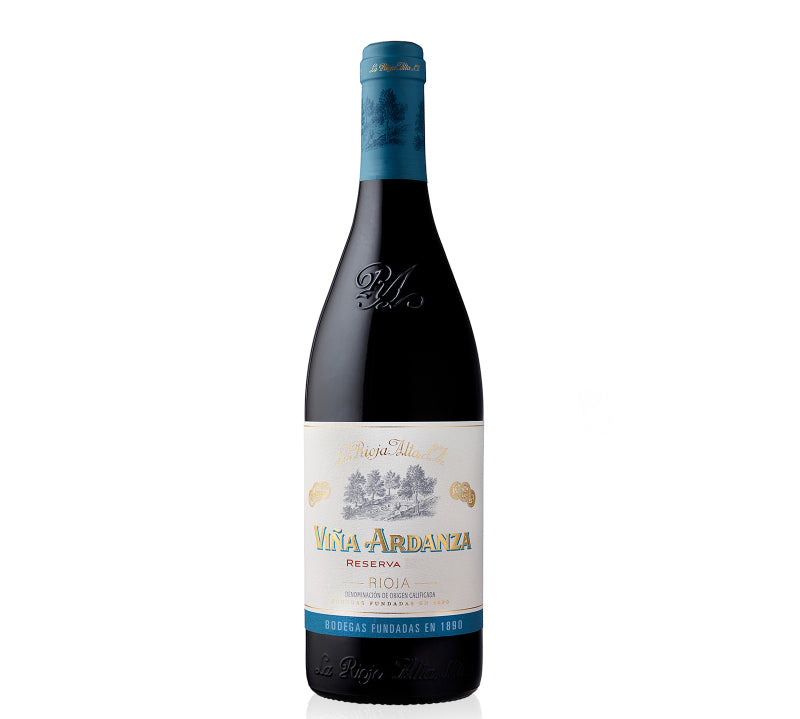 Bottle of La Rioja Alta Viña Ardanza Reserva, a Spanish red wine with notes of ripe red fruits, vanilla, and spice, offering a smooth, elegant, and complex finish.