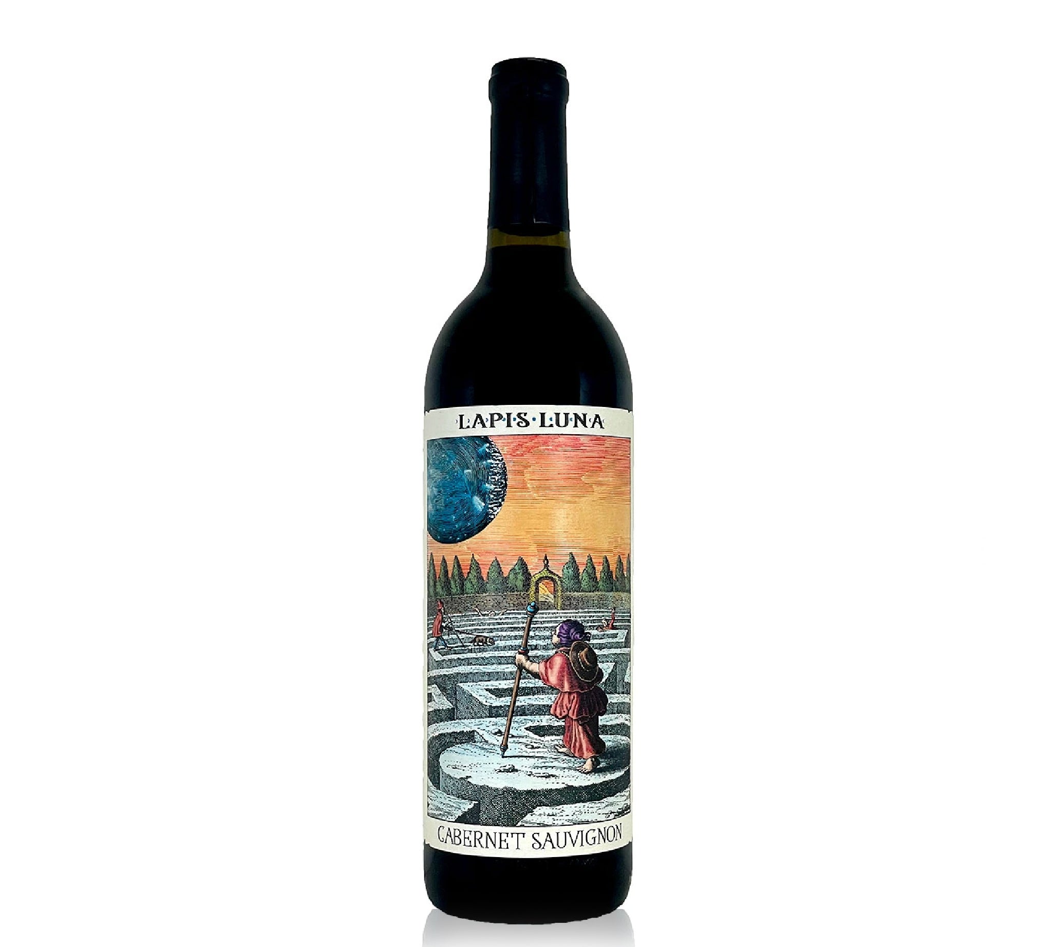 A bottle of Lapis Luna Cabernet Sauvignon red wine.