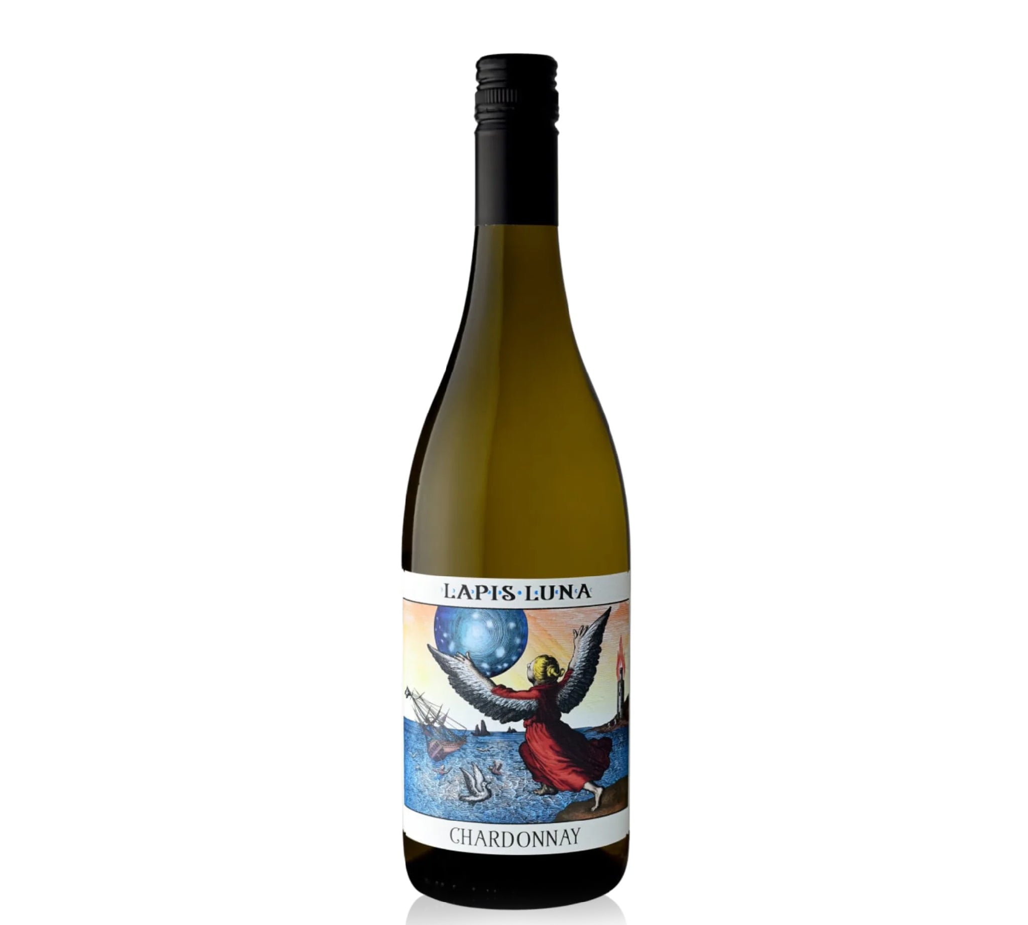 A bottle of Lapis Luna Chardonnay white wine