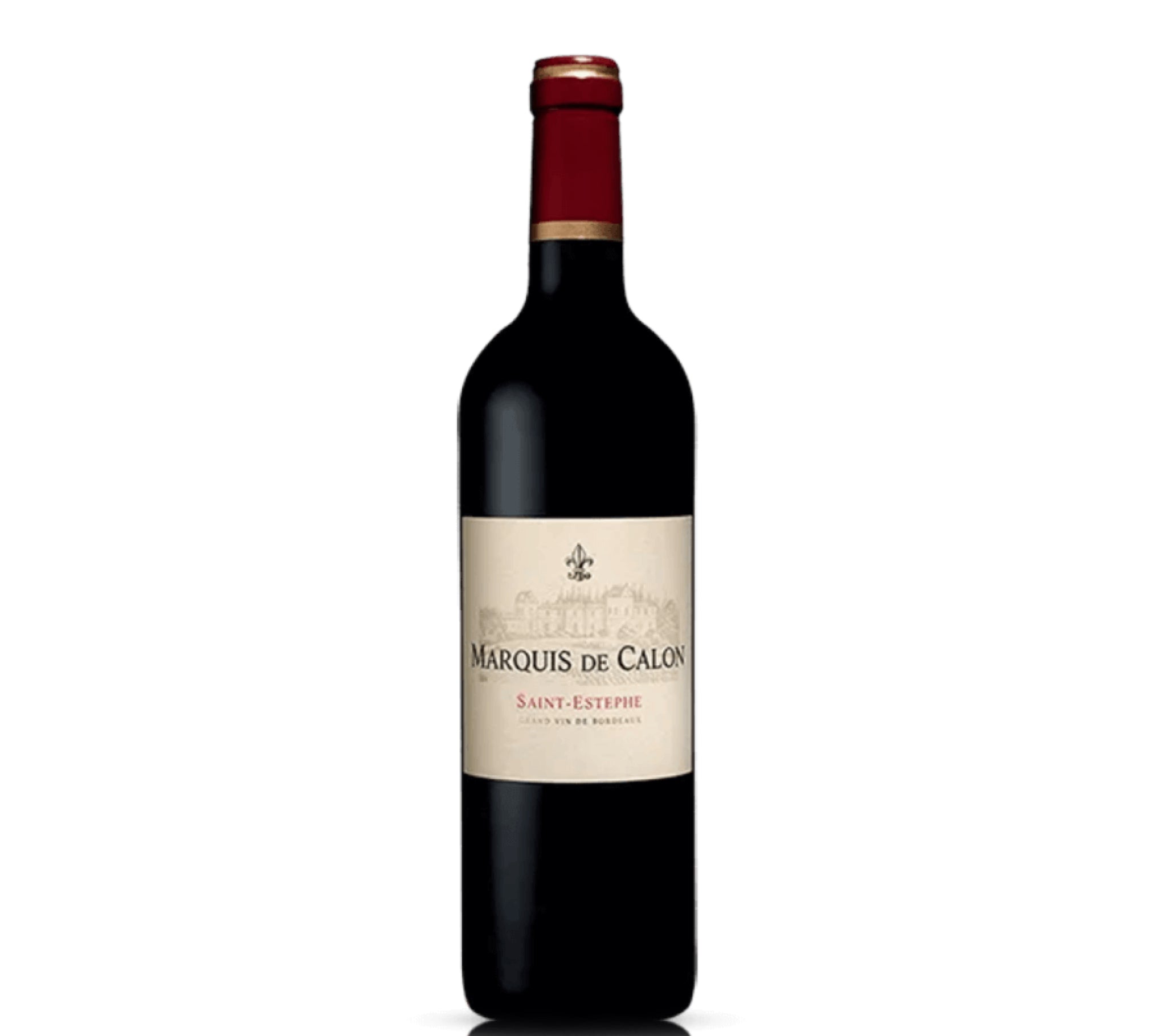 A bottle of Marquis de Calon Saint Estephe red wine