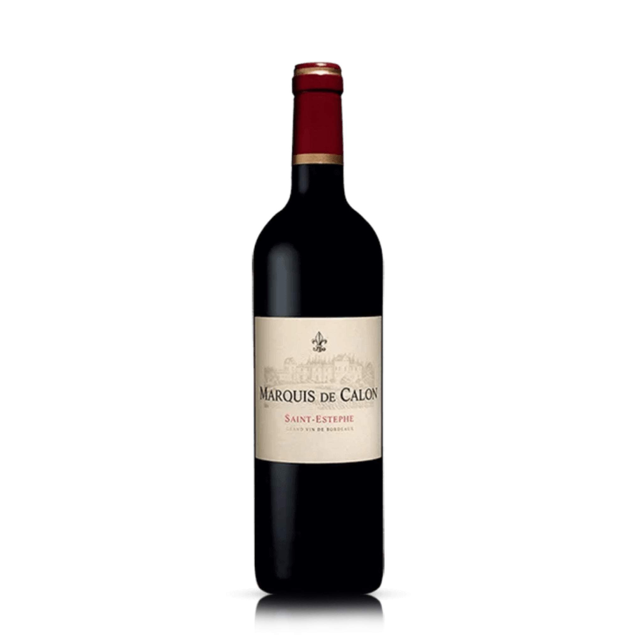 A bottle of Marquis de Calon Saint Estephe red wine