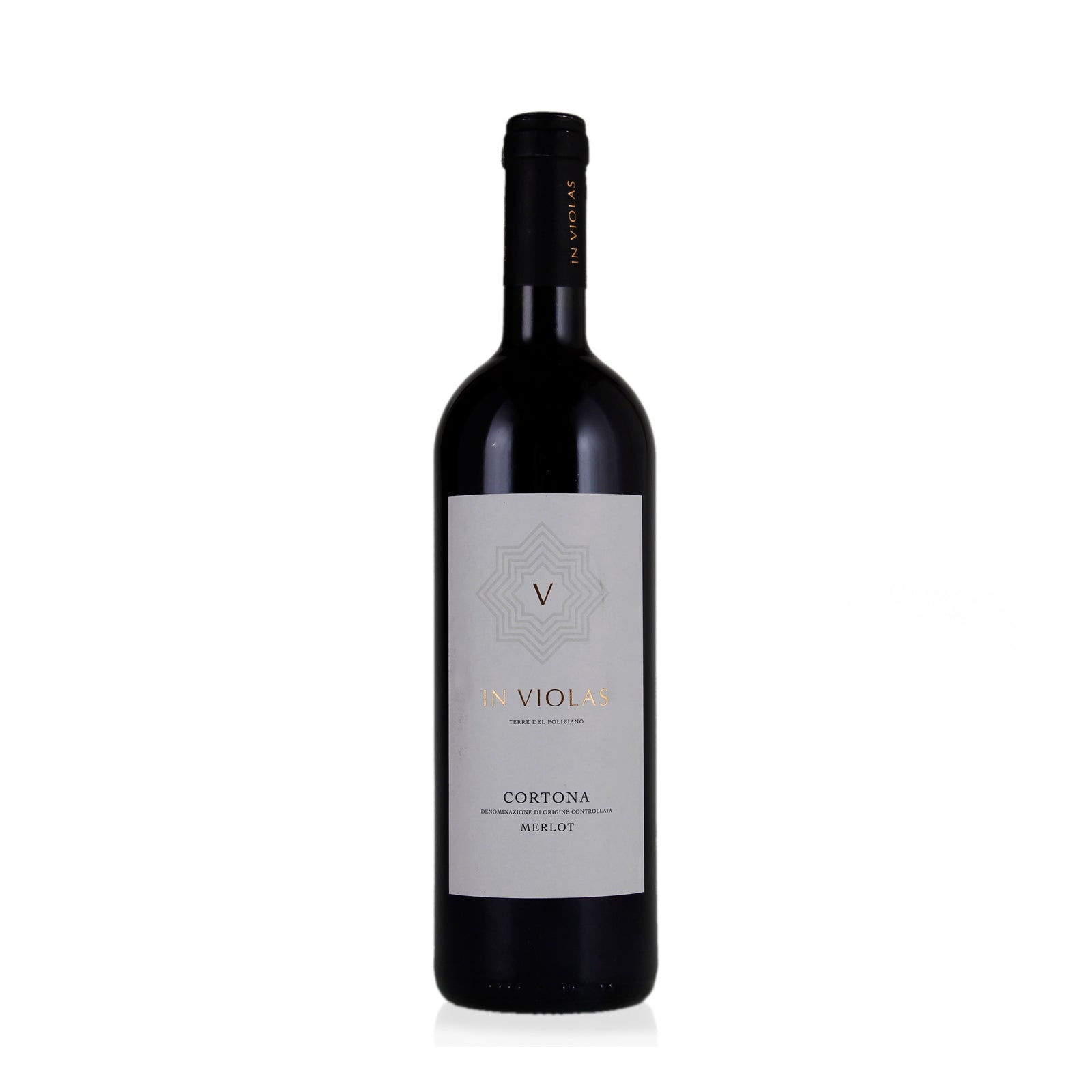 A bottle of Poliziano In Violas Cortona Merlot red wine
