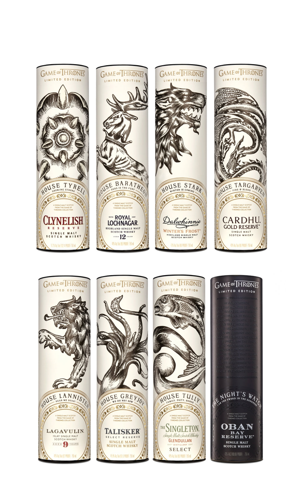 GOT Game of Thrones Ltd Edition 700ml Set of 8