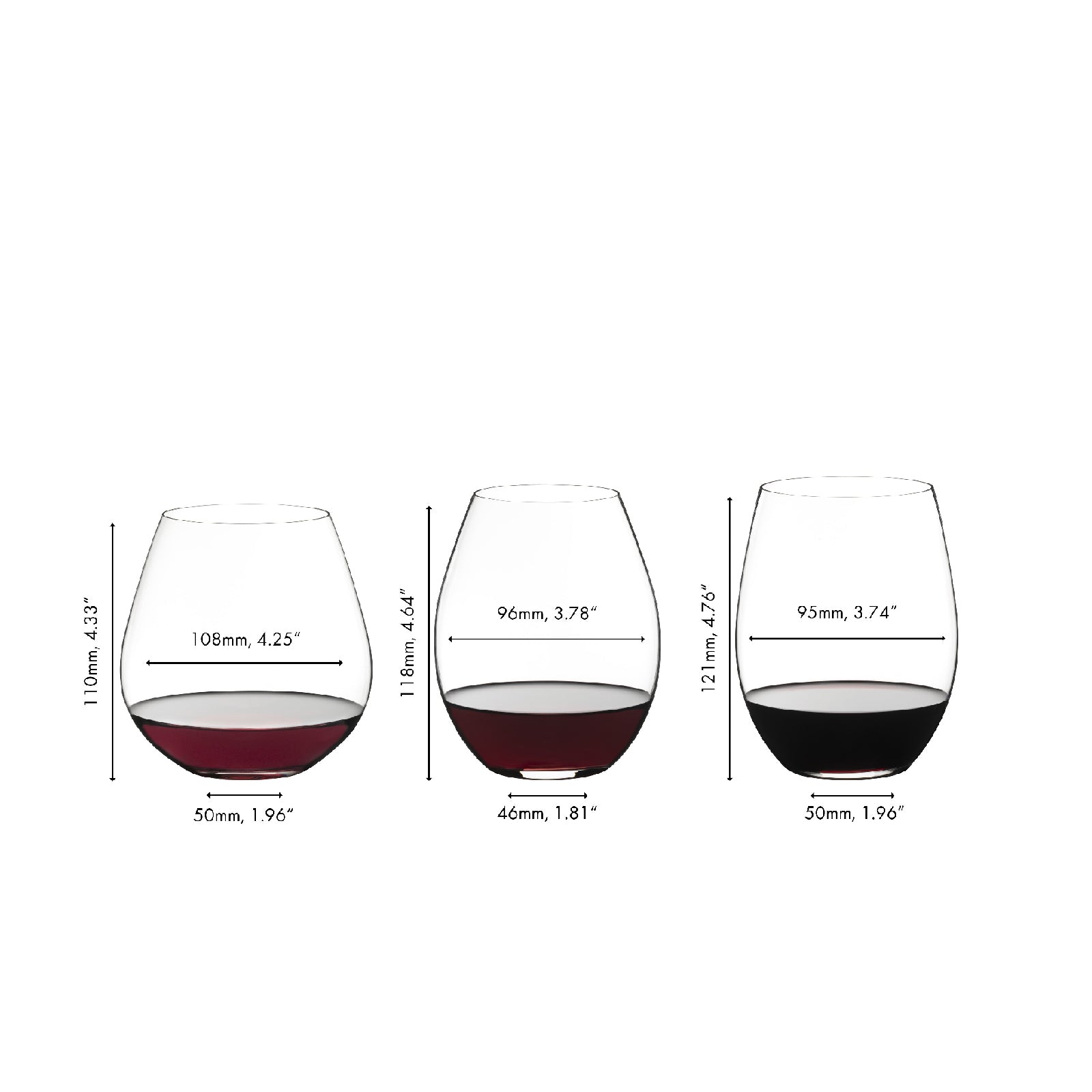 Set of three elegant wine tumblers by Riedel, designed to enhance aromas and flavours with a modern, stemless profile. Presented in a gift box.