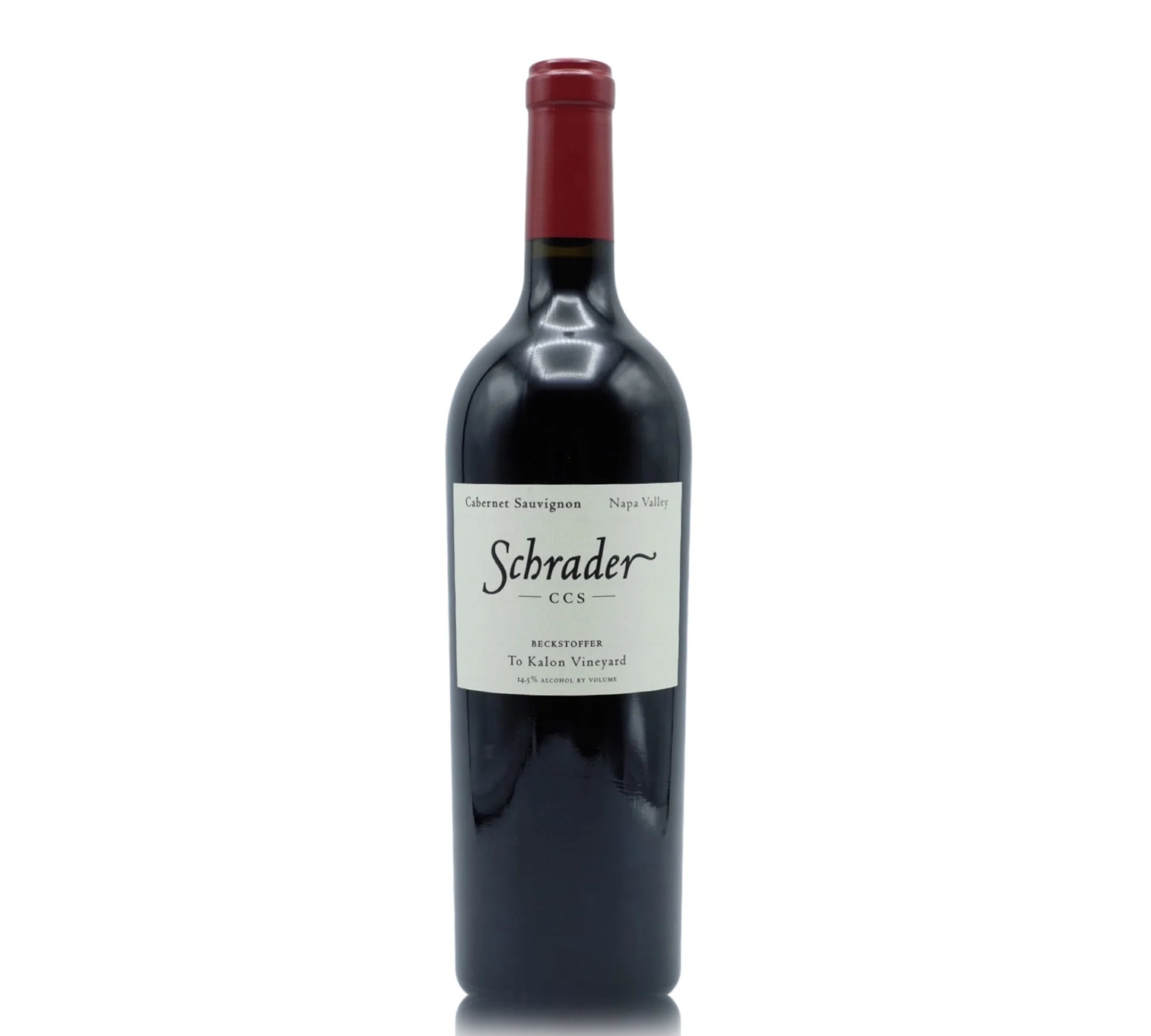 A bottle of Schrader CCS red wine.