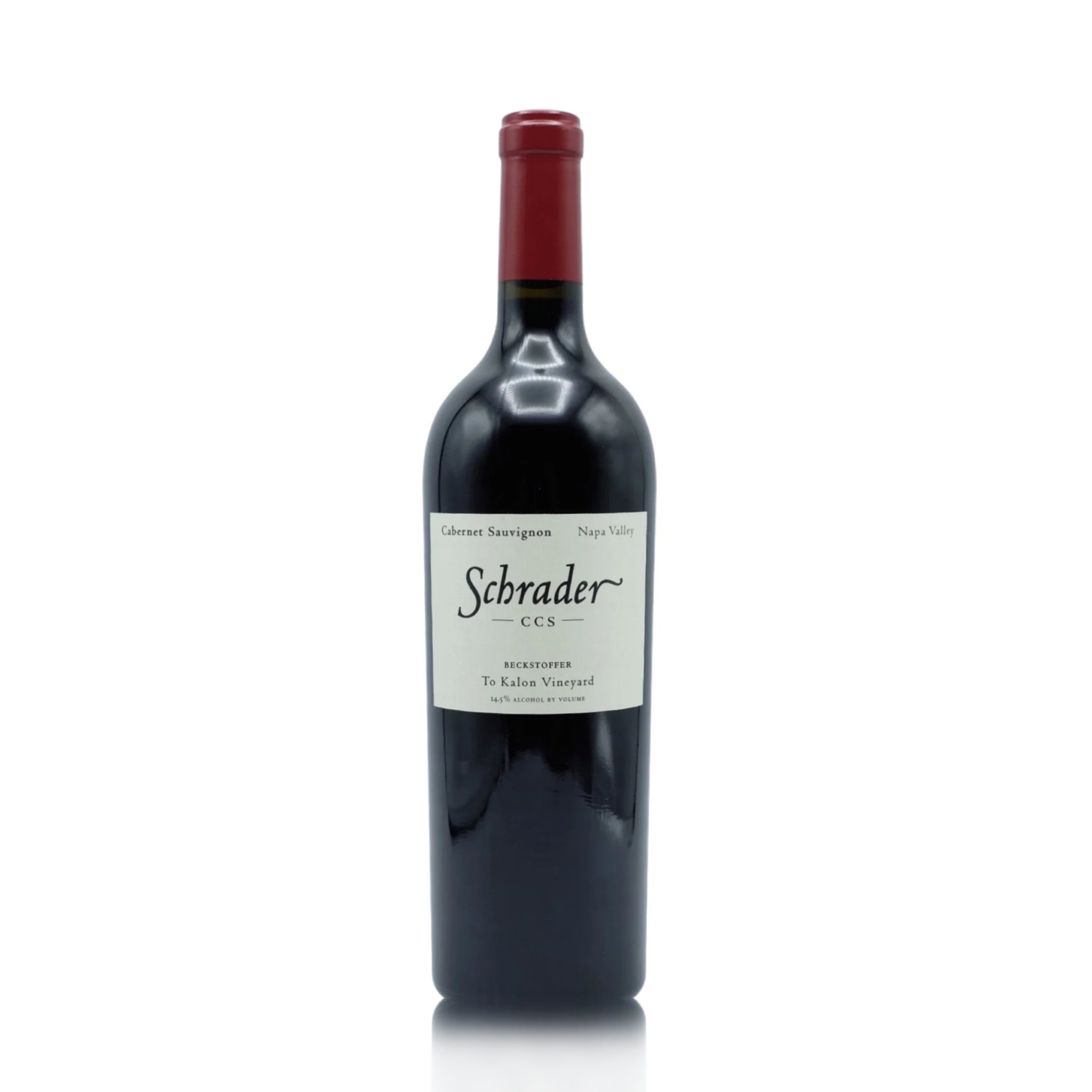 A bottle of Schrader CCS red wine.