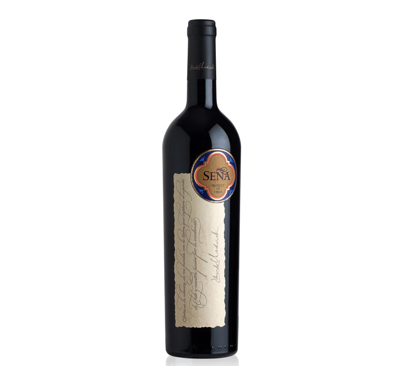 A bottle of red Chilean wine Sena