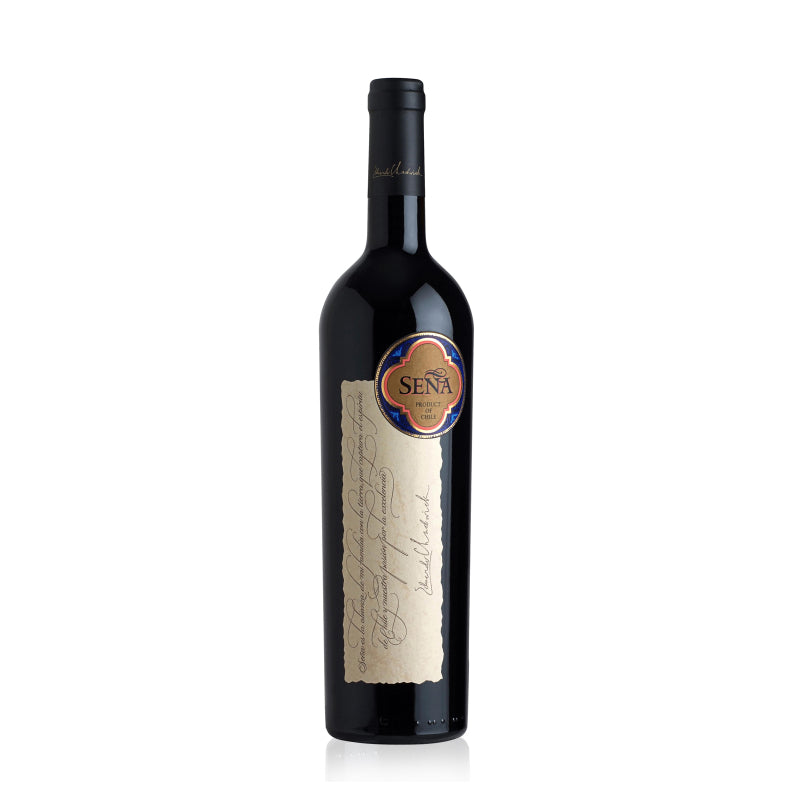 A bottle of red Chilean wine Sena