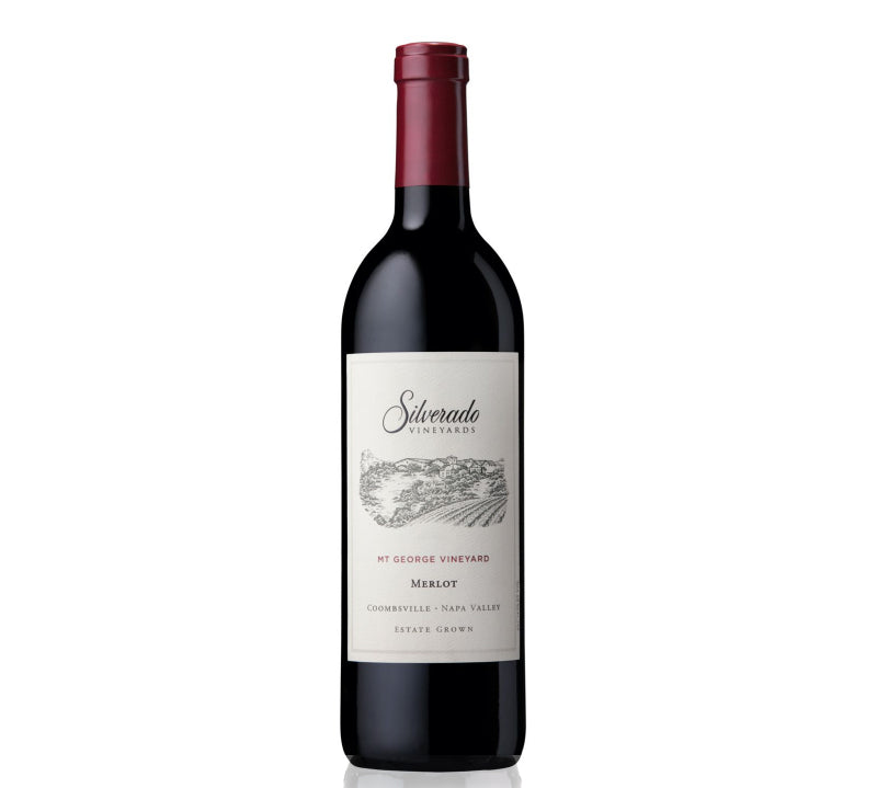 A bottle of red wine Silverado Mt George Merlot