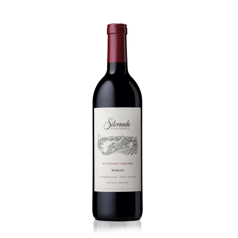 A bottle of red wine Silverado Mt George Merlot