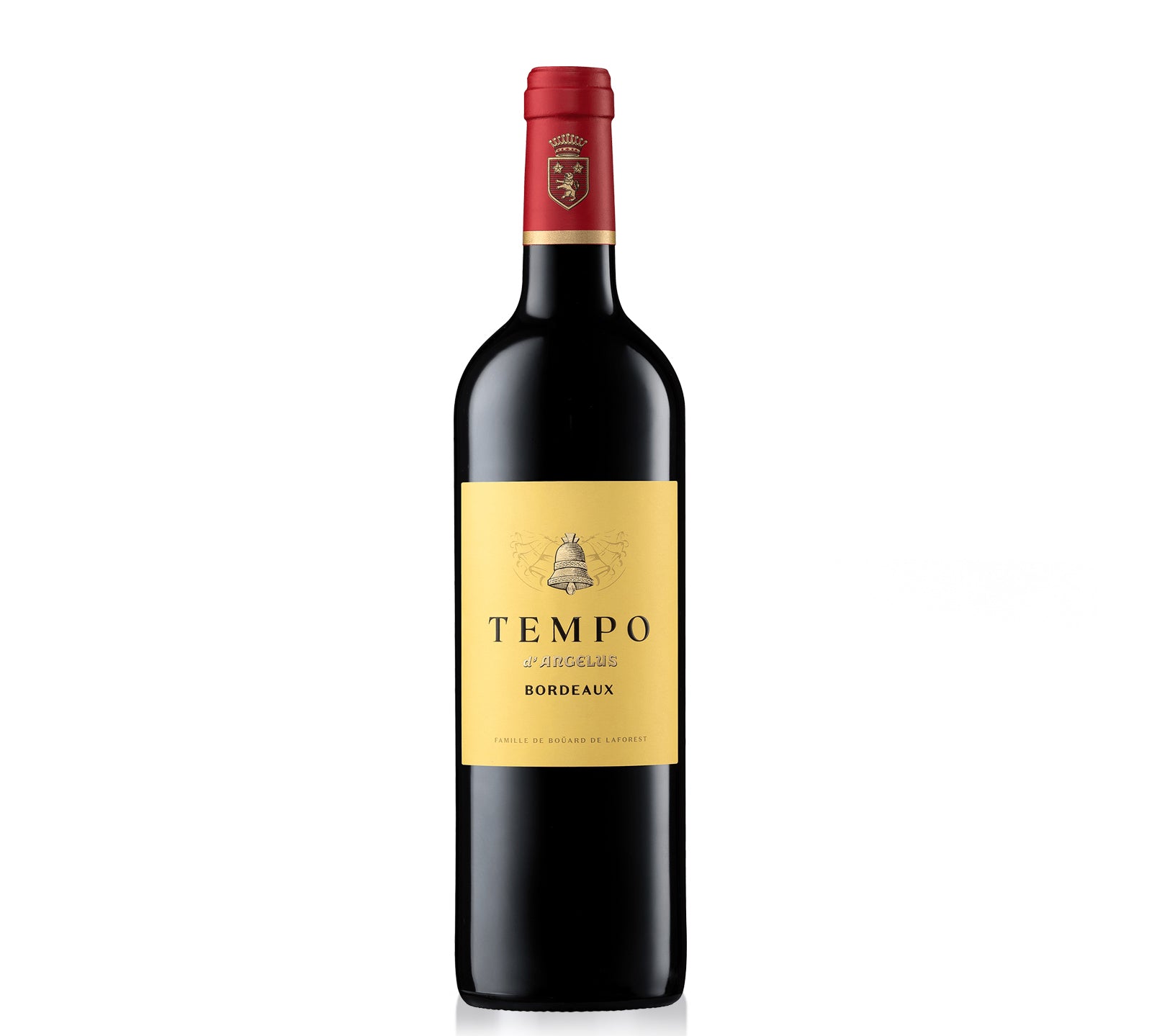 Bottle of Tempo Bordeaux wine on a white background