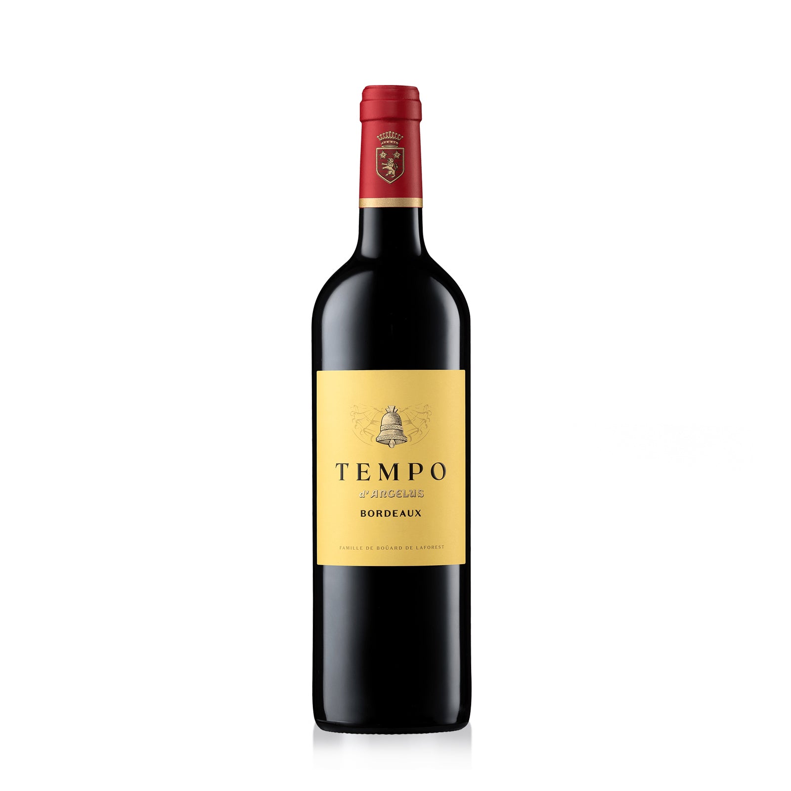 Bottle of Tempo Bordeaux wine on a white background