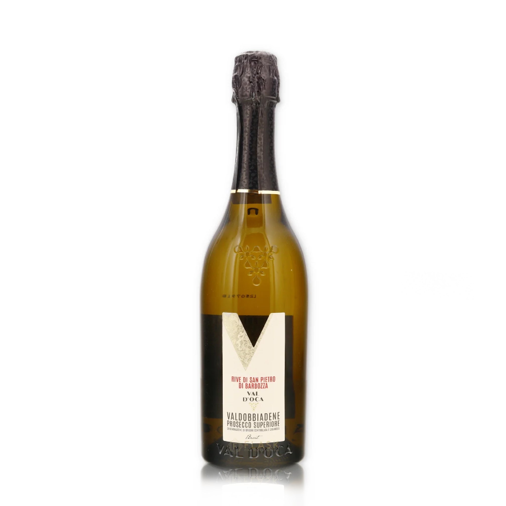 Val d’Oca Rive di San Pietro di Barbozza Valdobbiadene Prosecco Superiore NV 750ml, sparkling Italian wine with fresh fruit aromas and crisp, elegant finish.