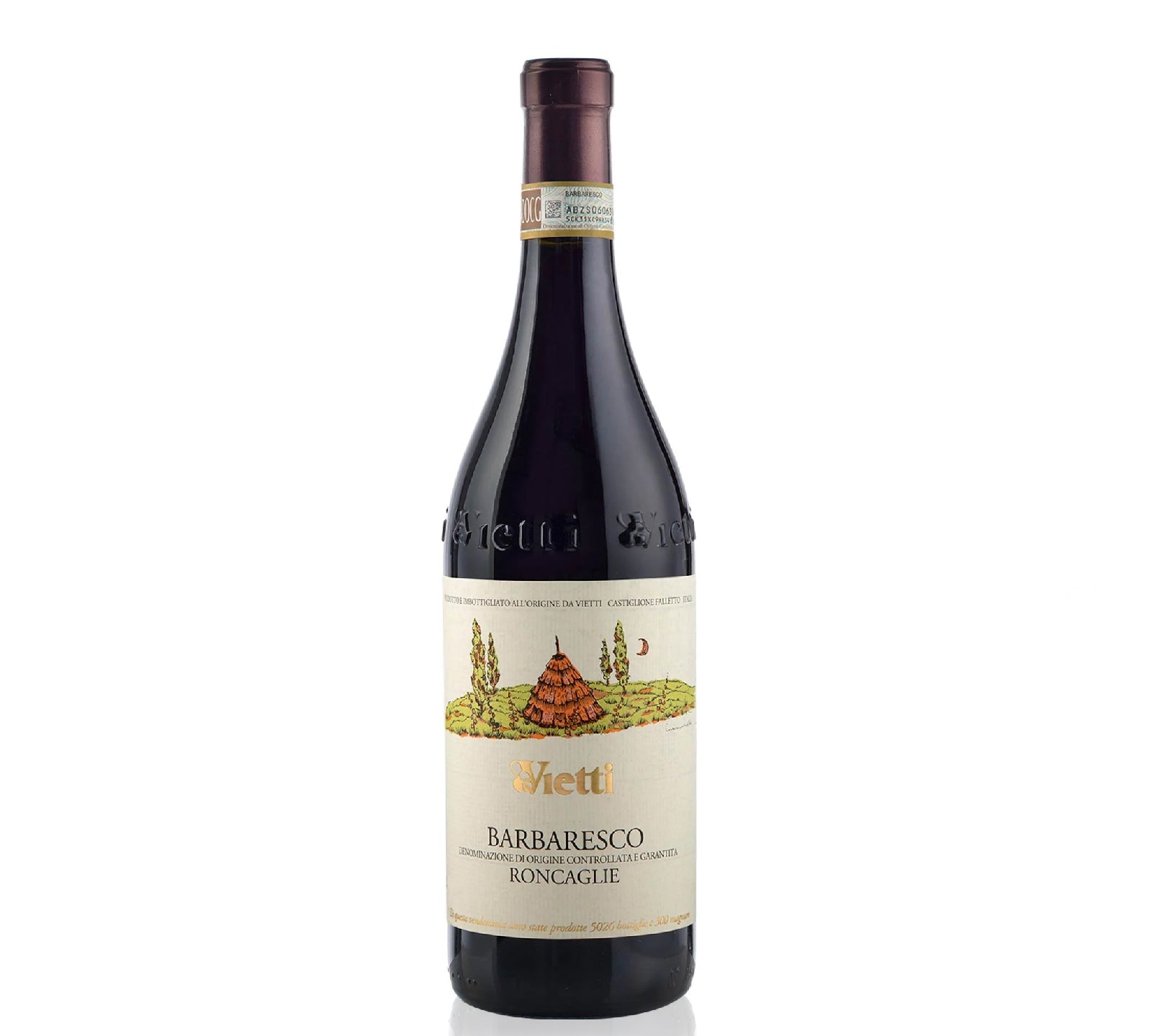 Vietti Barbaresco Roncaglie DOCG, 750ml Italian red wine with elegant red fruit, floral aromas, and refined tannins from the prestigious Roncaglie vineyard in Piedmont.