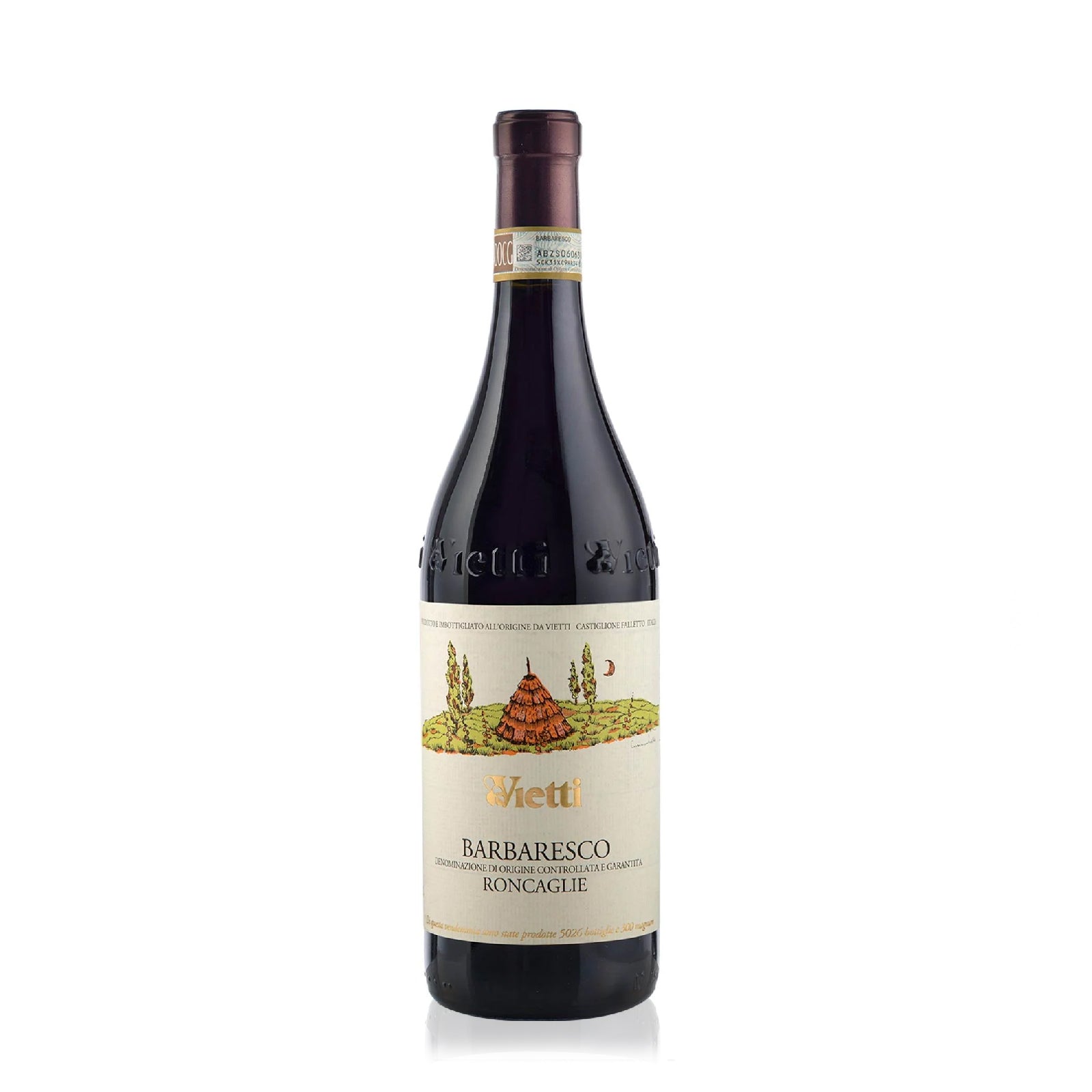 Vietti Barbaresco Roncaglie DOCG, 750ml Italian red wine with elegant red fruit, floral aromas, and refined tannins from the prestigious Roncaglie vineyard in Piedmont.