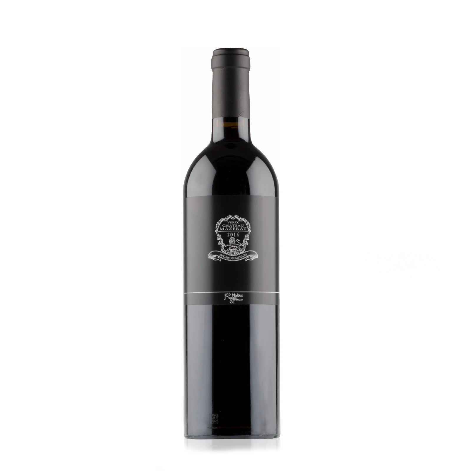 Bottle of Vieux Château Mazerat 2014, a Bordeaux red wine from Saint-Émilion, showcasing aromas of ripe red fruits, soft tannins, and a smooth, well-balanced finish.