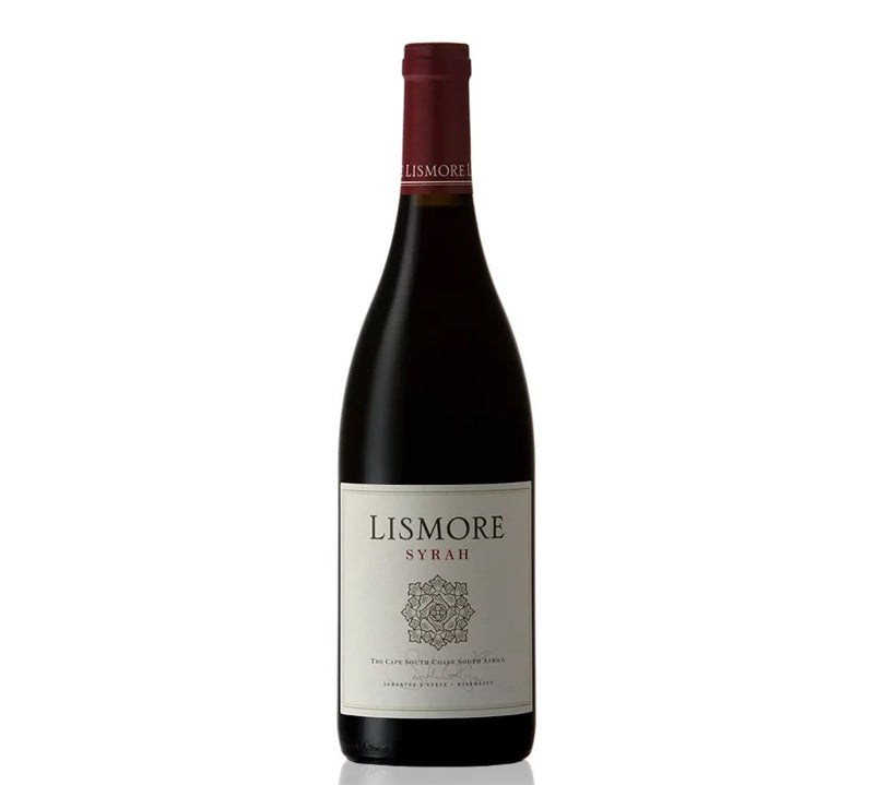 A bottle of Lismore Syrah 2018 red wine with a label showing the brand name and the word 'SYRAH' in capital letters, against a plain background.