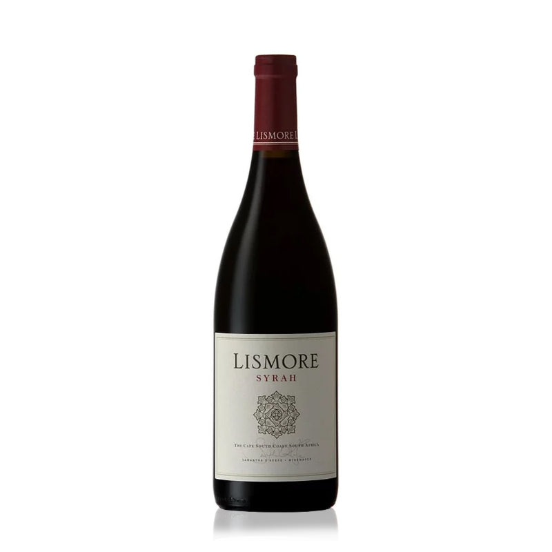 A bottle of Lismore Syrah 2018 red wine with a label showing the brand name and the word 'SYRAH' in capital letters, against a plain background.