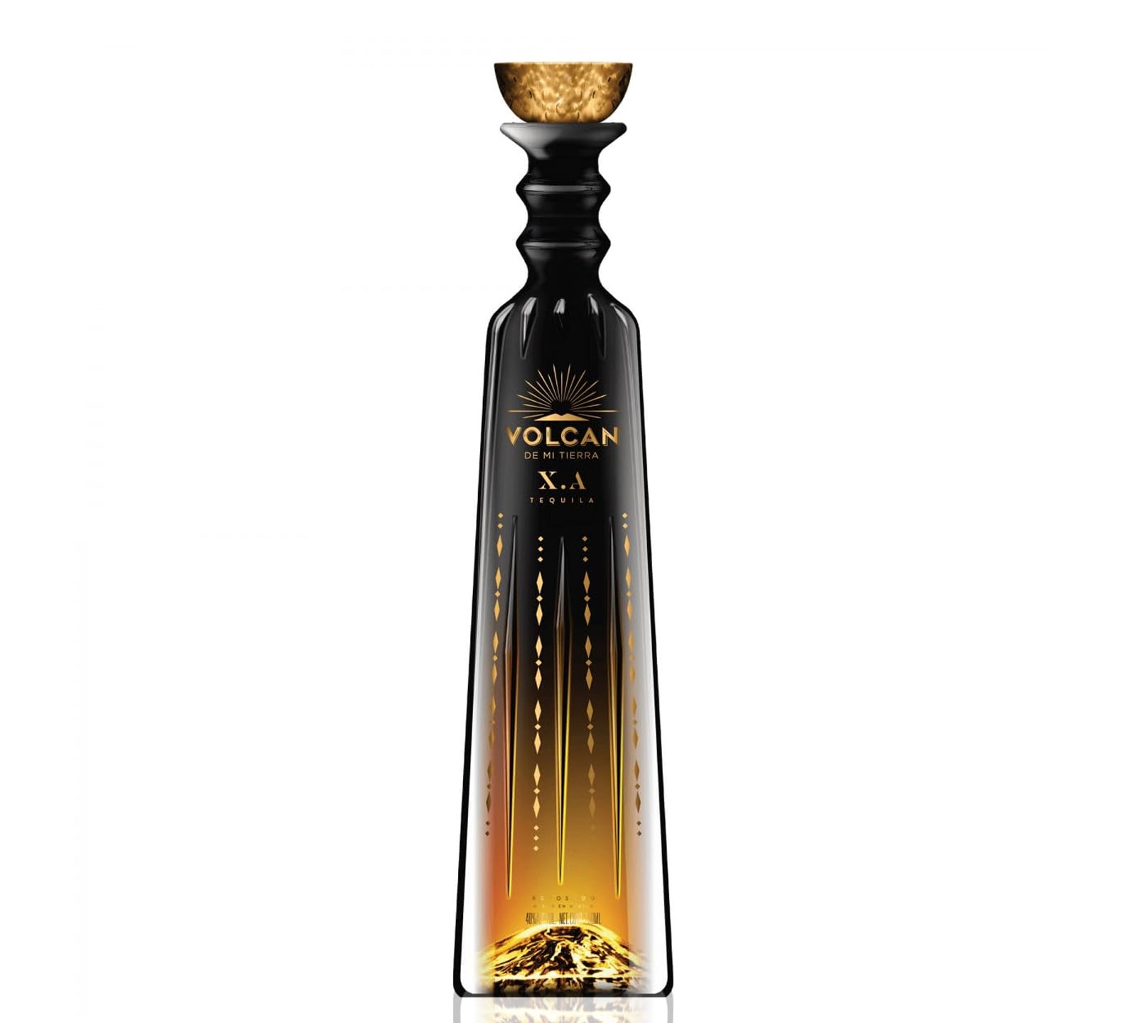 A sophisticated handcrafted bottle of Volcan De Mi Tierra XA Tequila 700ml, showcasing a clear liquid and a unique design that highlights its volcanic and Mexican heritage.