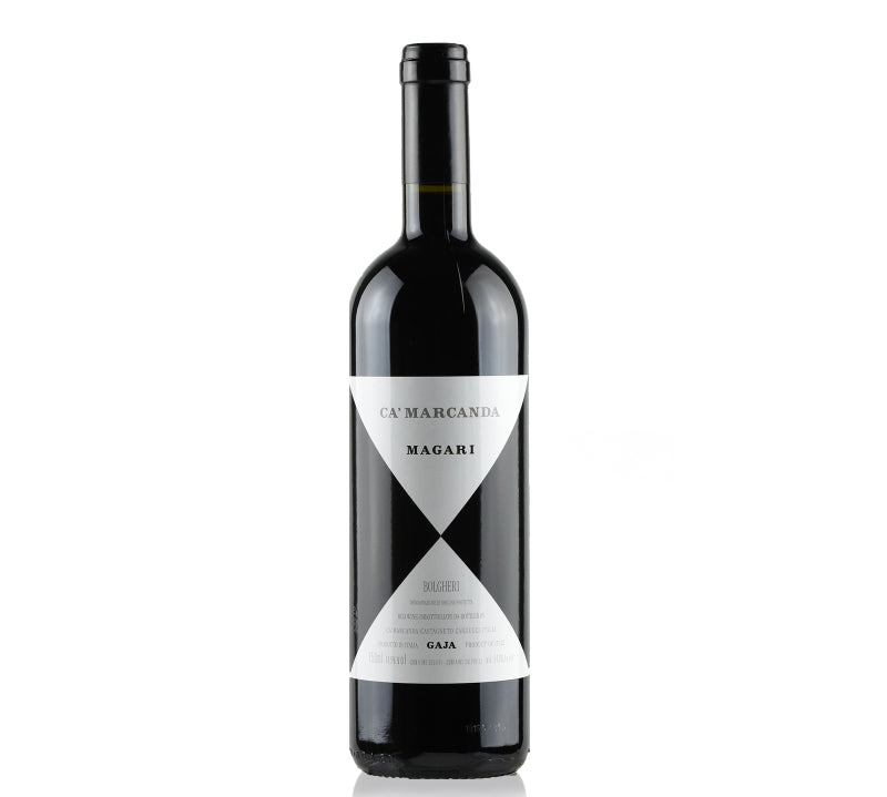 Angelo Gaja Ca' Marcanda "Magari" red blend wine bottle, 750ml, with a rich, dark color and an elegant label.