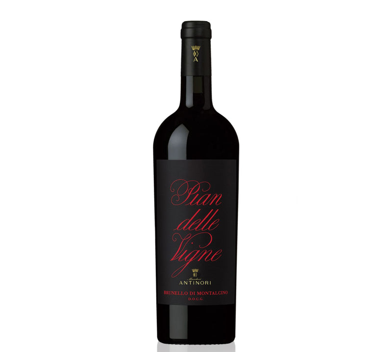 Antinori Pian delle Vigne Brunello di Montalcino red wine bottle, 750ml, with a rich, dark garnet color, a premium Sangiovese from Tuscany, Italy.