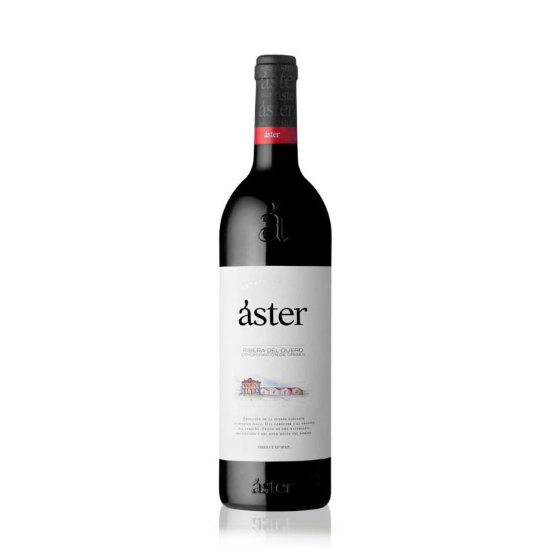 Aster Crianza red wine bottle, 750ml, with a rich, ruby-red color, from the Ribera del Duero region of Spain
