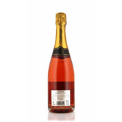 Aubert et Fils Brut Rosé Champagne bottle, 750ml, with a pink or salmon color, and a fine stream of bubbles, a non-vintage sparkling wine from France.