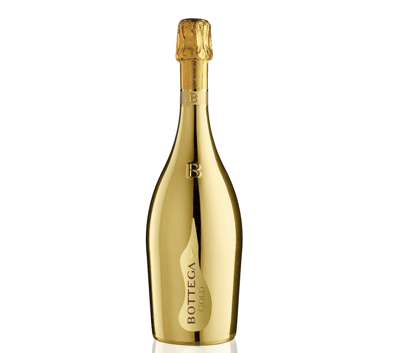 A bottle of Bottega Gold Prosecco Vino Dei Poeti Brut NV