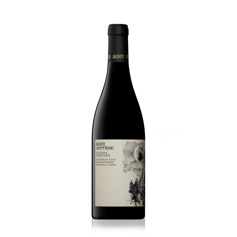 Bottle of Burn Cottage Sauvage Vineyard Pinot Noir red wine