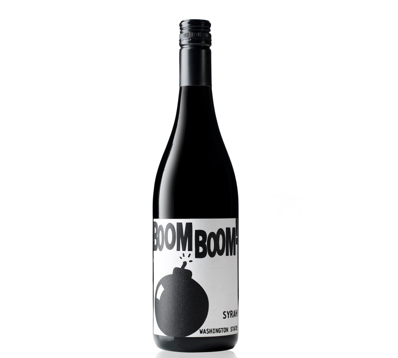 A bottle of Charles Smith Boom Boom! Syrah red wine.