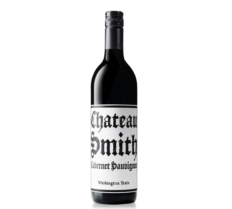 Bottle of Chateau Smith Cabernet Sauvignon red wine.