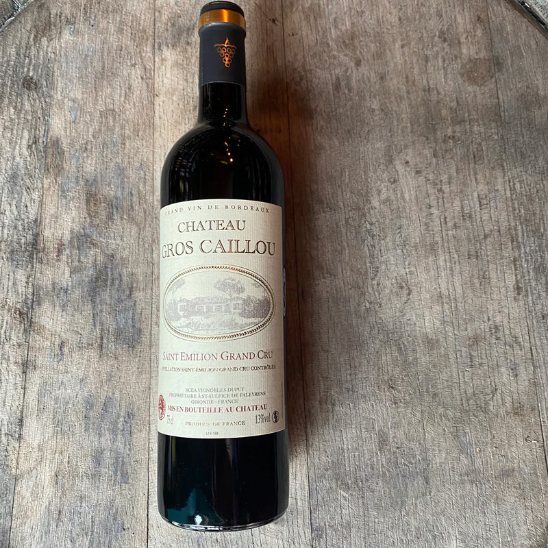 A bottle of Chateau Gros Caillou St Emilion Grand Cru red wine