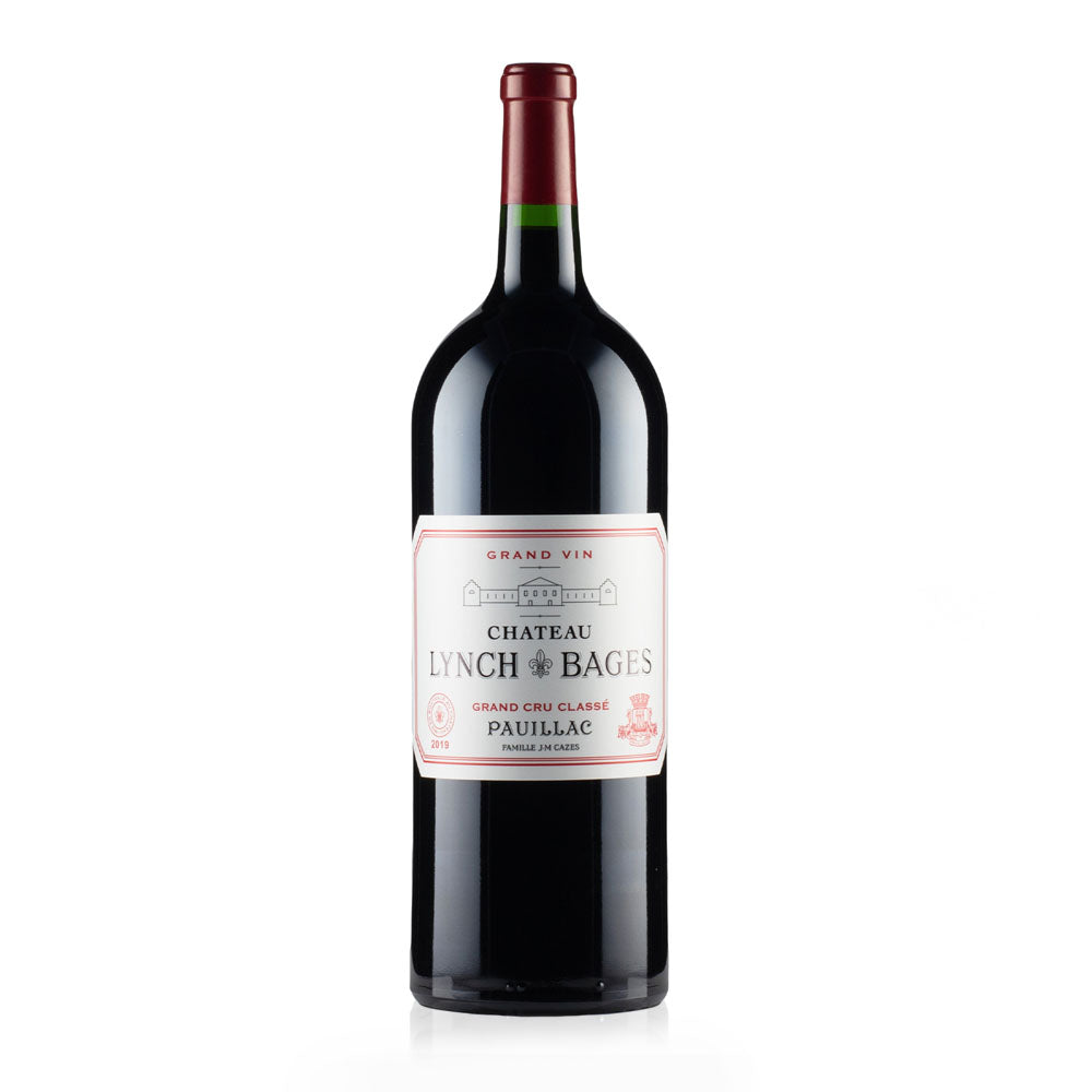 A bottle of Chateau Lynch Bages Pauillac red wine.