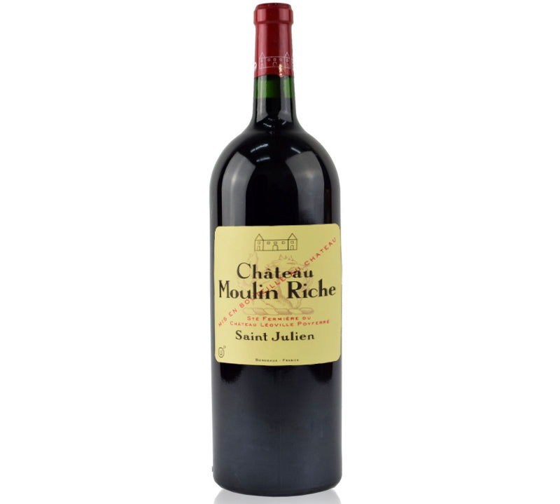 A large format bottle of Chateau Moulin Riche by Leoville Poyferre Saint-Julien red wine