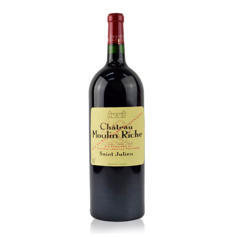 A large format bottle of Chateau Moulin Riche by Leoville Poyferre Saint-Julien red wine