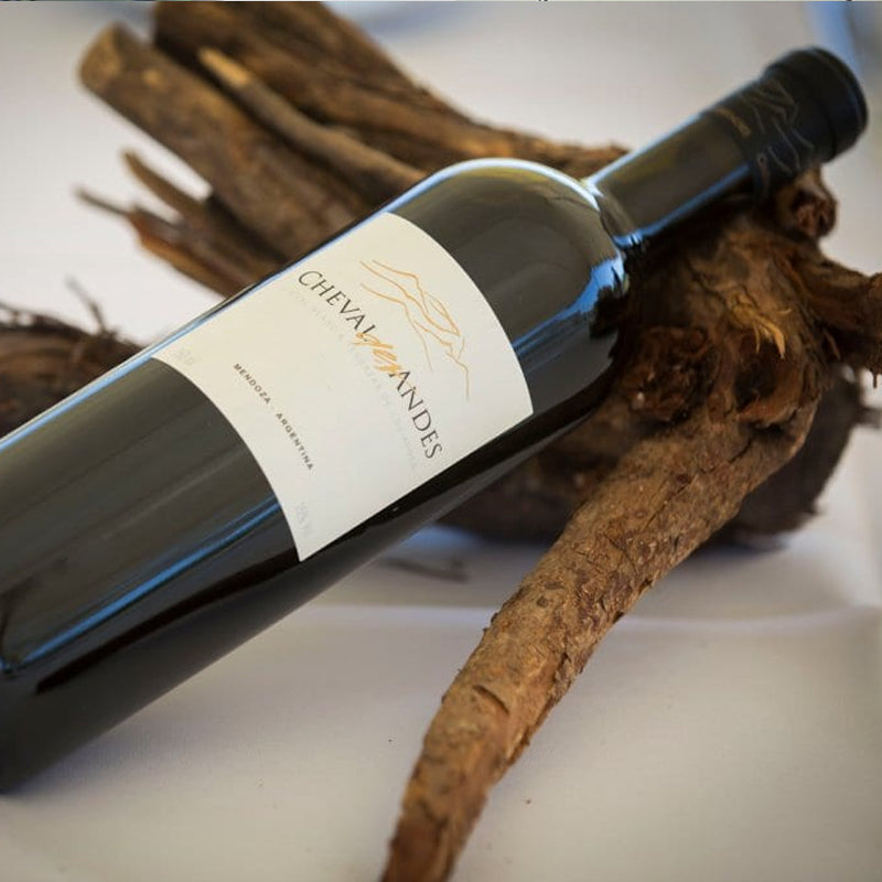 A bottle of Cheval des Andes 2020 red wine